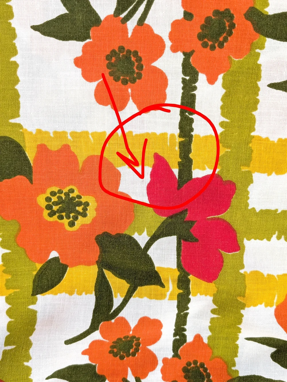 Vintage 1950s Floral Plaid Tablecloth Retro Orange/ Green, 67x52
